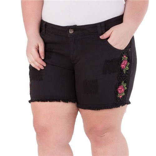 Shorts Feminino com Aplique de Malha Sintética Plus Size