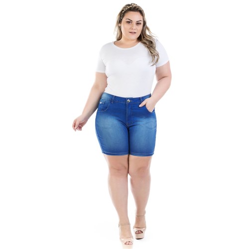 Shorts Feminino Jeans Missy Tradicional Plus Size