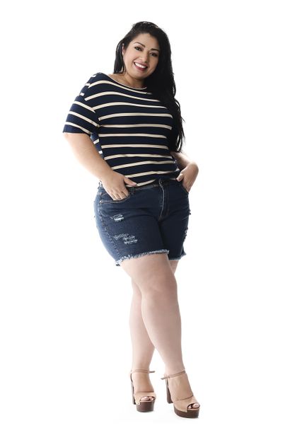 Shorts Jeans Feminino Plus Size - 257176 48