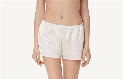 Shorts Lisos de Cetim de Seda - Off-White G