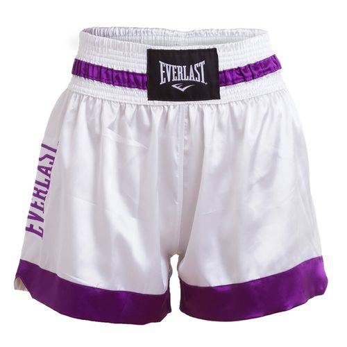 Shorts Muay Thai Branco com Roxo EF10108A Everlast