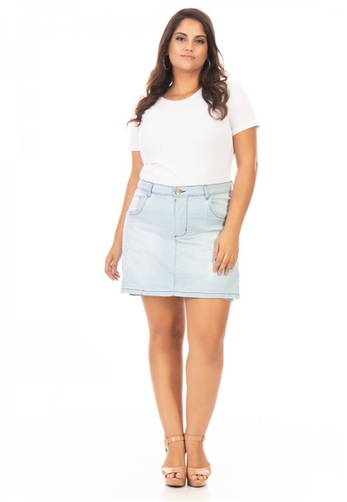 Shorts Saia Feminino Jeans Cintura Alta Plus Size