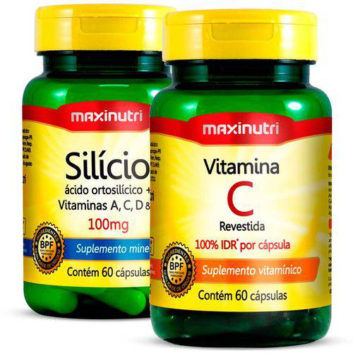 Silício Quelato + Vitamina C 2x60 Cápsulas Maxinutri