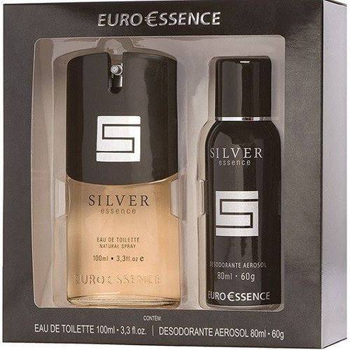 Silver Euroessence - Conjunto Masculino Perfume 100ml e Aerossol 80ml