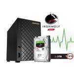Sistema de Backup Nas com Disco Ironwolf Asustor As1002t6000 V2 Marvell Dual Core 1,6 Ghz 512mb Ddr3