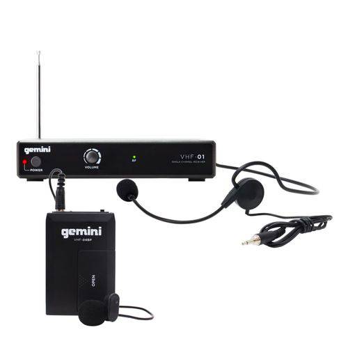 Sistema de Microfone Headset e Lapela Sem Fio Gemini VHF-01HL