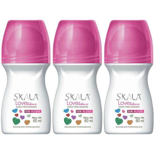Skala Love Intense Desodorante Rollon 60ml (kit C/03)