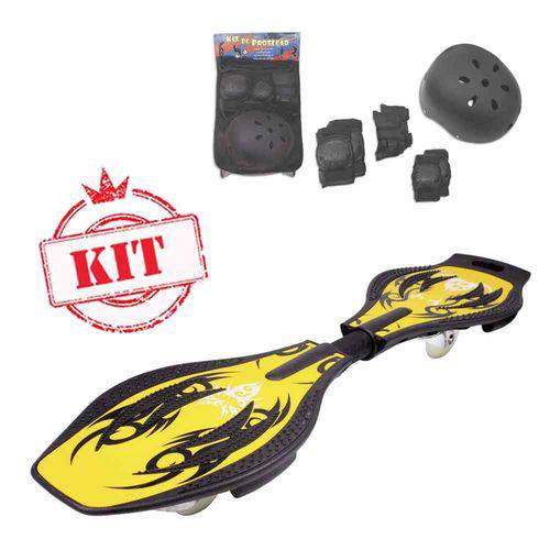Skate Boy Ação Radical Amarelo Mais Kit Proteção Forth Premium Fênix
