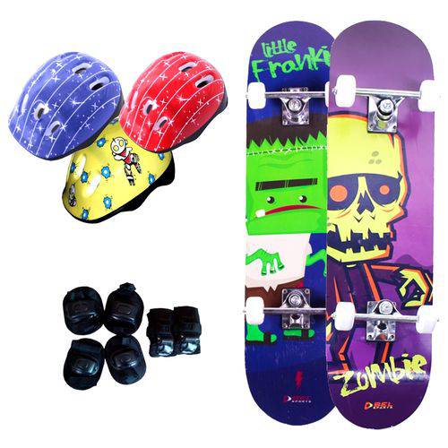 Skate Infantil Completo + Acessórios de Proteção Bel Sports