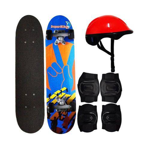 Skate Infantil + Kit Proteção + Bolsa para Transporte BW013 Importway