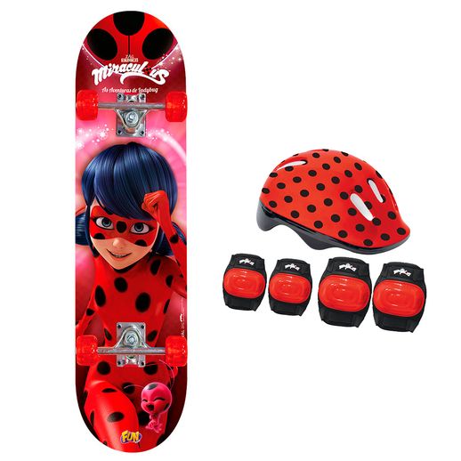 Skate Ladybug com Acessórios - Fun Divirta-se