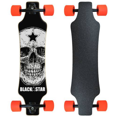 Skate Longboard Completo Black Star - Skull