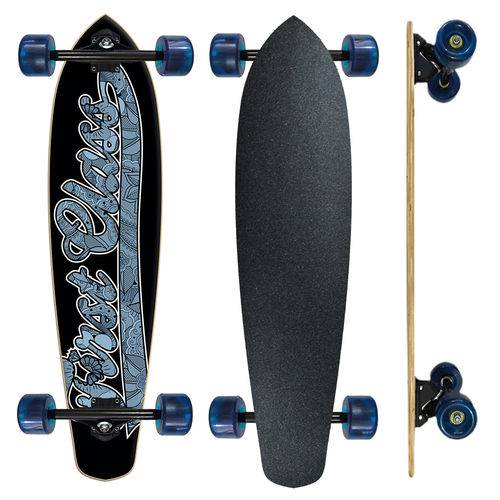 Skate Longboard Profissional Completo First Class - Flores Azul