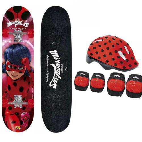 Skate Miraculous Ladybug com Acessórios de Segurança Fun 8108-3