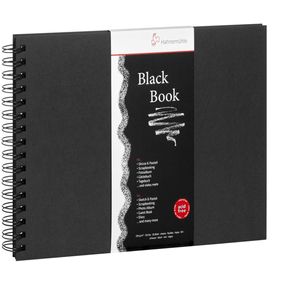 Sketchbook Black Book 250 G/m² 23,5 X 23,5 Cm com 30 Folhas com Espiral Hahnemuhle
