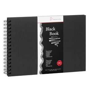 Sketchbook Black Book 250 G/m² A-5 com 30 Folhas com Espiral Hahnemuhle