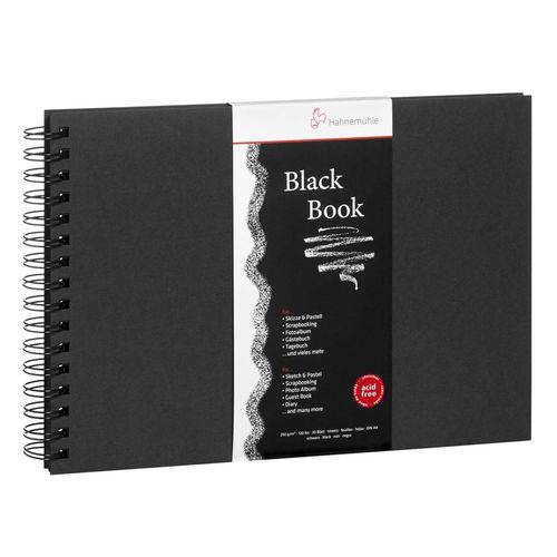 Sketchbook Black Book 250 G/m² A-5 com 30 Folhas com Espiral Hahnemuhle