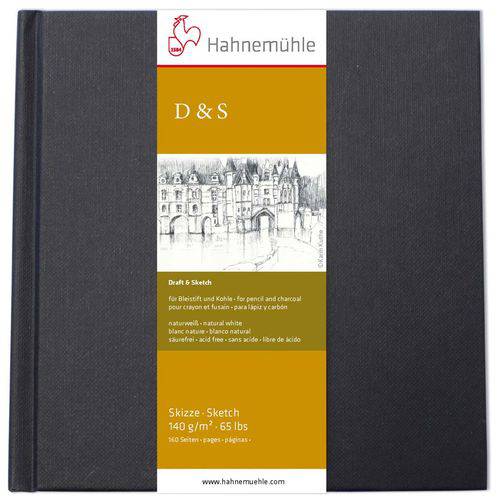 Sketchbook D&s 140 G/m² 25 X 25 com 80 Folhas Capa Preta Hahnemuhle