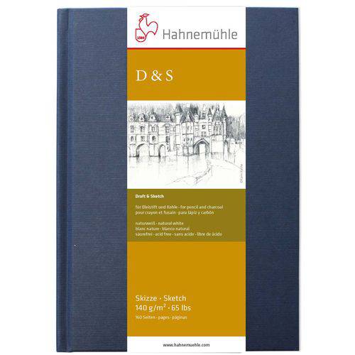 Sketchbook D&s 140 G/m² A-4 com 80 Folhas Capa Azul Retrato Hahnemuhle