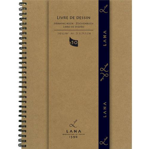 Sketchbook Livre de Dessin 150 G/m² A-4 com 50 Folhas com Espiral Lana