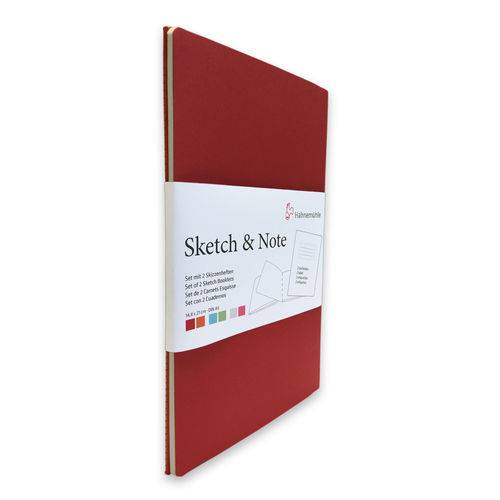 Sketchbook Sketch & Note 125 G/m² A-4 com 20 Folhas com 2 Unidades Vermelho e Laranja Hahnemuhle