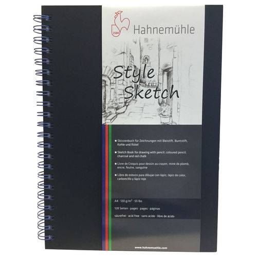Sketchbook Style Espiral Azul 120 G/m² A-4 com 64 Folhas Hahnemuhle