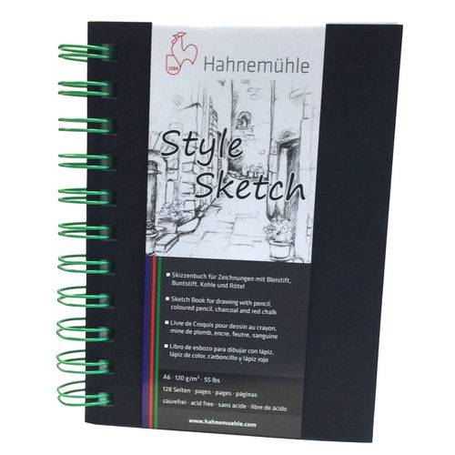 Sketchbook Style Espiral Verde 120 G/m² A-6 com 64 Folhas Hahnemuhle
