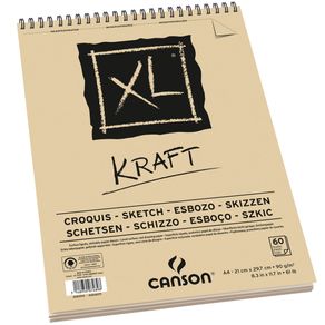 Sketchbook XL Kraft 90 G/m² A-4 21,0 X 29,7 Cm com 60 Folhas Canson