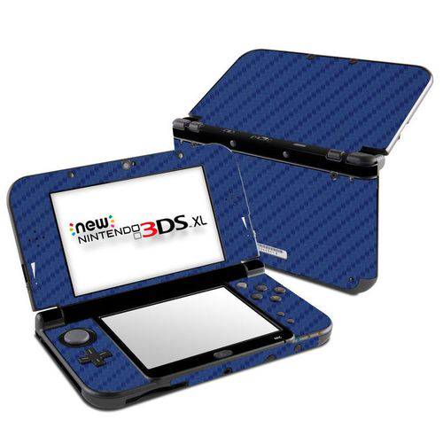 Skin Adesivo Protetor 4D Fibra de Carbono New Nintendo 3DS XL (4D Azul)