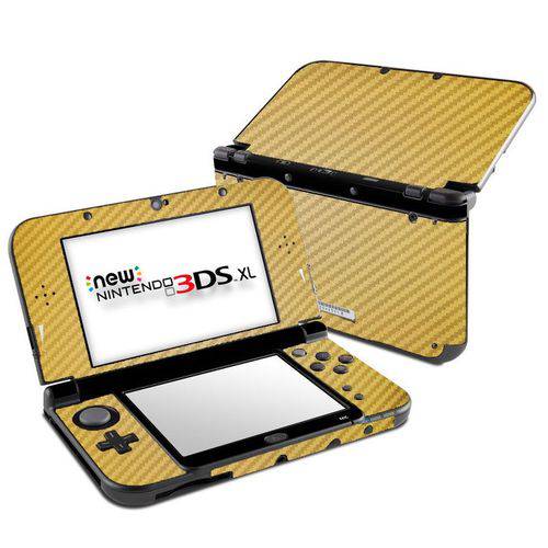 Skin Adesivo Protetor 4D Fibra de Carbono New Nintendo 3DS XL (4D Dourado)
