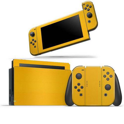 Skin Adesivo Protetor 4D Fibra de Carbono Nintendo Switch (Amarelo)