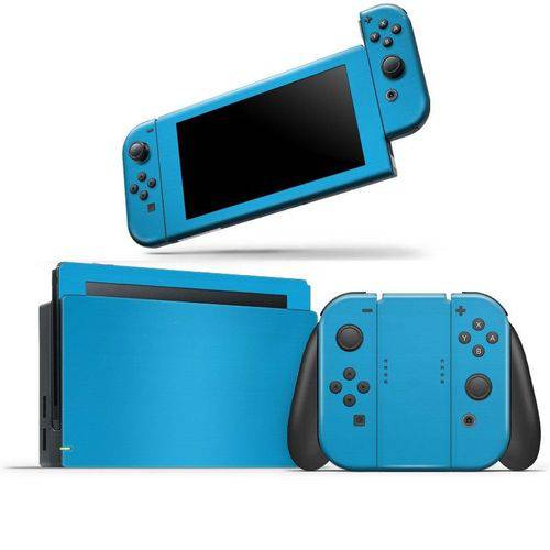 Skin Adesivo Protetor 4D Fibra de Carbono Nintendo Switch (Azul Claro)