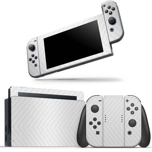 Skin Adesivo Protetor 4D Fibra de Carbono Nintendo Switch (Branco)