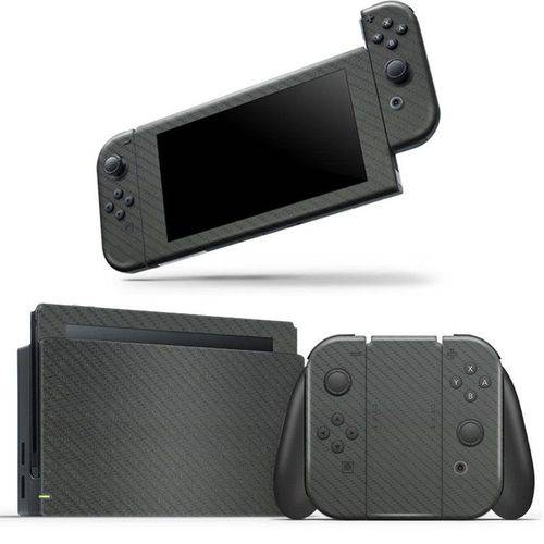 Skin Adesivo Protetor 4D Fibra de Carbono Nintendo Switch (Cinza)