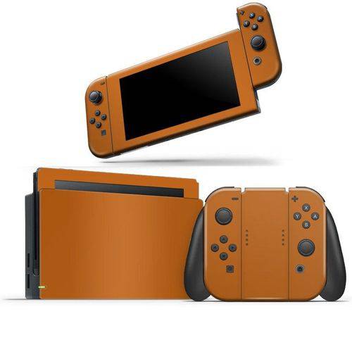 Skin Adesivo Protetor 4D Fibra de Carbono Nintendo Switch (Laranja)