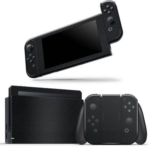 Skin Adesivo Protetor 4D Fibra de Carbono Nintendo Switch (Preto)