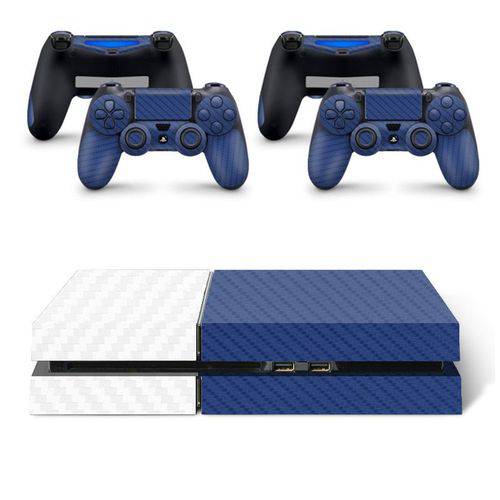 Skin Adesivo Protetor Playstation 4 (4D Branco 4D Azul)