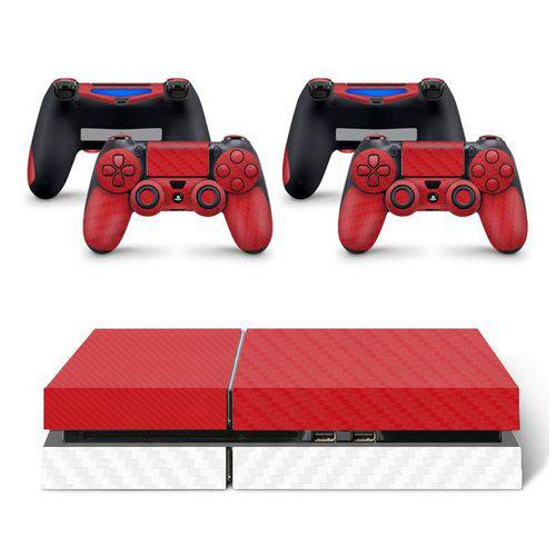 Skin Adesivo Protetor Playstation 4 (4D Branco 4D Vermelho BD01)