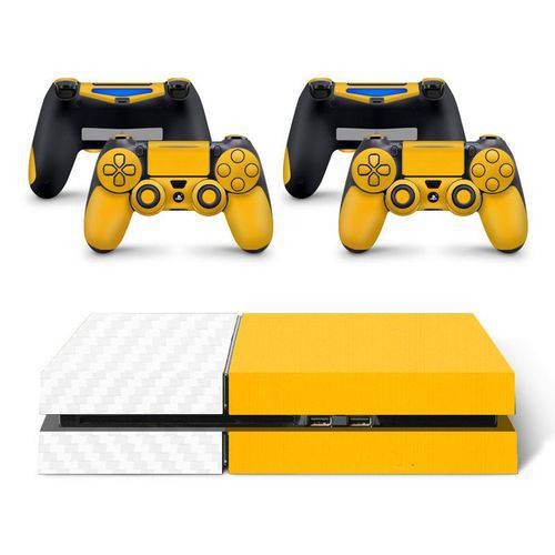 Skin Adesivo Protetor Playstation 4 (4D Branco Amarelo)