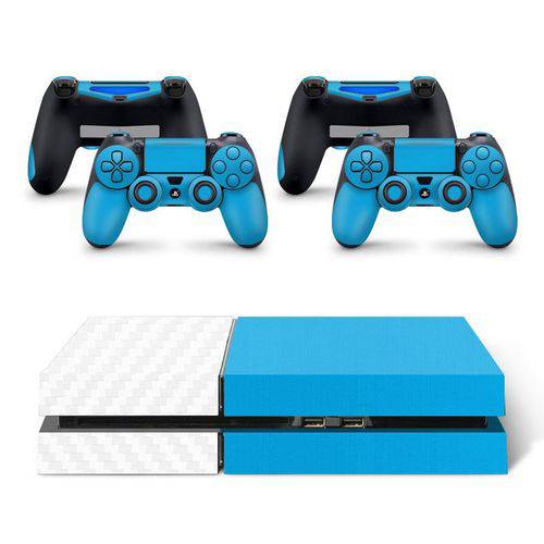 Skin Adesivo Protetor Playstation 4 (4D Branco Azul Claro)