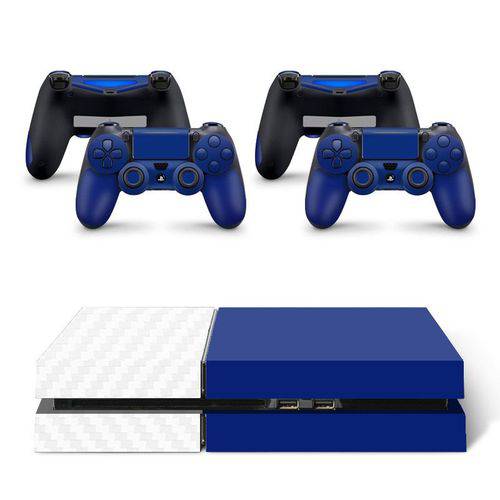 Skin Adesivo Protetor Playstation 4 (4D Branco Azul Escuro)
