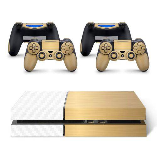 Skin Adesivo Protetor Playstation 4 (4D Branco Dourado)