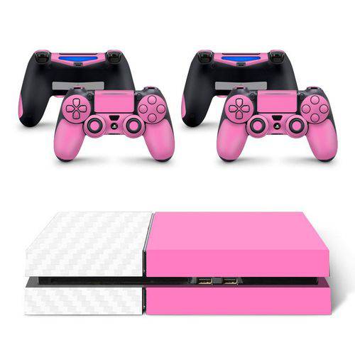 Skin Adesivo Protetor Playstation 4 (4D Branco Rosa Claro)