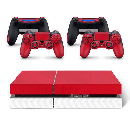 Skin Adesivo Protetor Playstation 4 (4D Branco Vermelho)