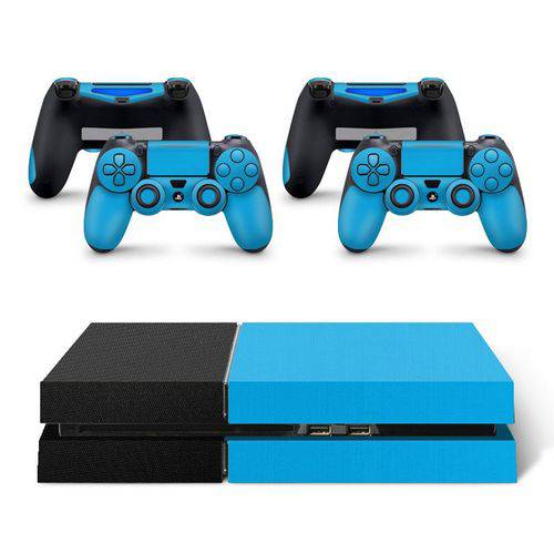 Skin Adesivo Protetor Playstation 4 (Preto Azul Claro)
