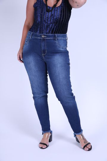 Calça Jeans Skinny Feminina Fashion Plus Size Jeans Blue 46