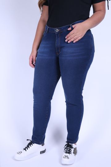 Skinny Jeans Blue com Elastano Plus Size Jeans Blue 46