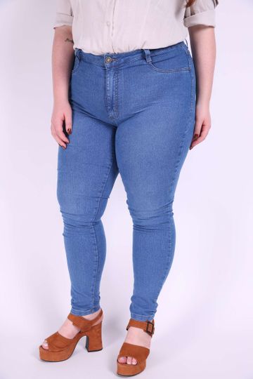 Skinny Jeans Elastano Plus Size Azul 46