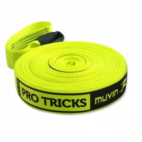 Slackline Protricks 25m Amarelo Neon + Protetor de Arvore para Saltos e Acrobacias Muvin