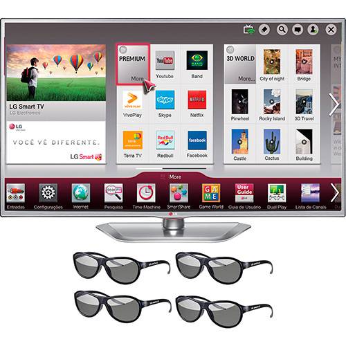 Smart TV 3D LED 55" LG 55LA6214 Full HD 3 HDMI 3 USB 120Hz + 4 Óculos 3D
